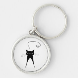 Black Whimsy Kitty 6 Keychain