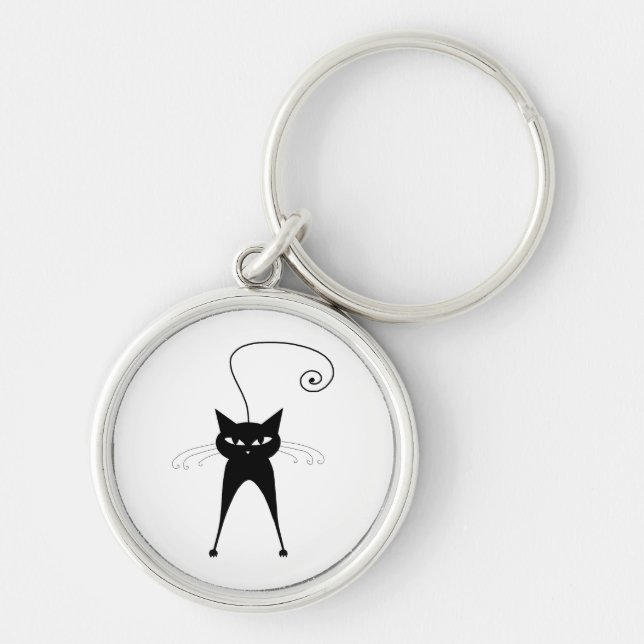 Black Whimsy Kitty 6 Keychain (Front)