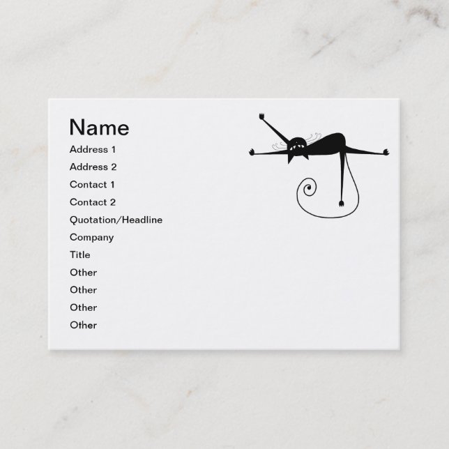 Black Whimsy Kitty 7 Business Card (Front)