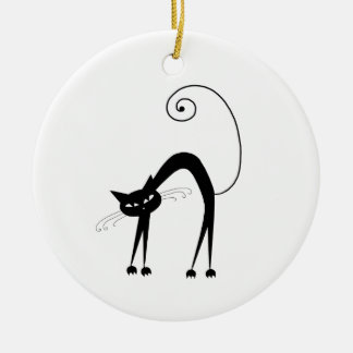 Black Whimsy Kitty 9 Ceramic Ornament