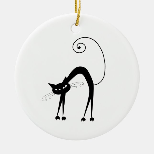 Black Whimsy Kitty 9 Ceramic Ornament (Front)