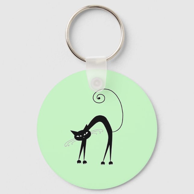 Black Whimsy Kitty 9 Keychain (Front)