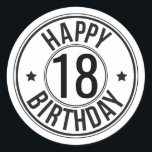 Black & white 18th Birthday Classic Round Sticker<br><div class="desc">Classic black and white sticker for 18th Birthday celebration.</div>