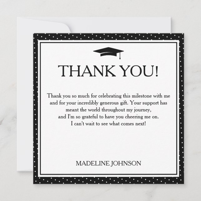 Black & White 2026 Graduation Thank You Card (Front)