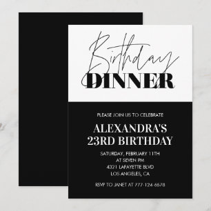 Black White 23e anniversaire invitations Dîner