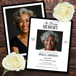 Black & White 2-Photo Funeral Invitation