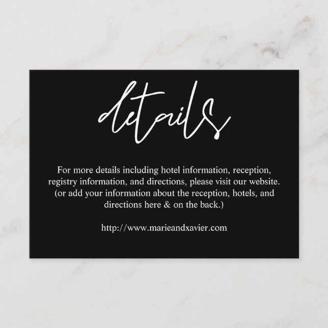 Black & White 2 Typography Script Details Enclosure Card (Front)