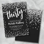 Black White 30th Birthday Party Invitation<br><div class="desc">Introducing a chic and celebratory 30th birthday party invitation, perfect for marking this special milestone in style. The elegant design features a mix of silver glitter confetti, adding a touch of fun and festivity. At the top, "Thirty" is prominently displayed in bold calligraphy, setting the tone for an unforgettable celebration....</div>