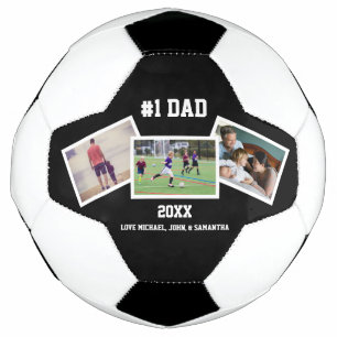 Black White 3 Photo Father's Day Soccer Ball