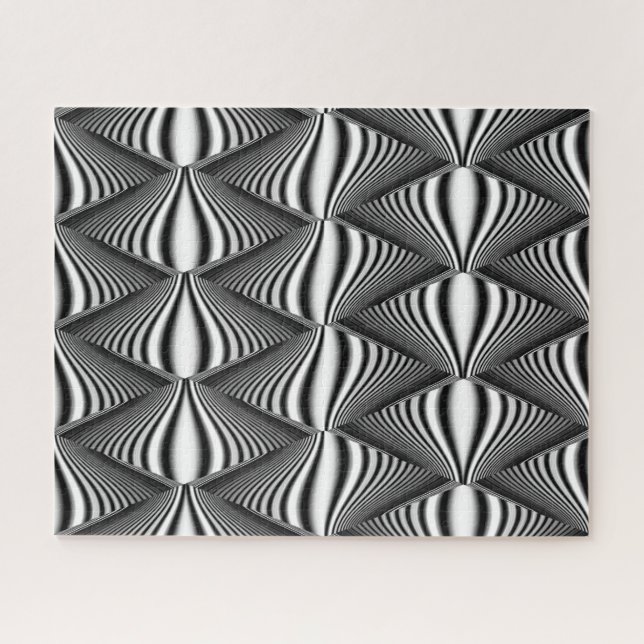 Black & White 3D Illusion | Challenging Adult Jigsaw Puzzle (Horizontal)