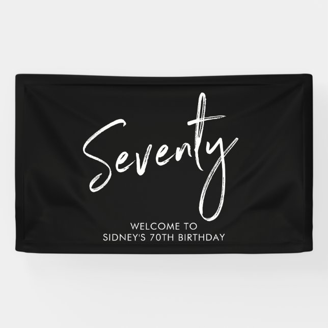Black & White 70th Birthday Party Welcome Banner (Horizontal)