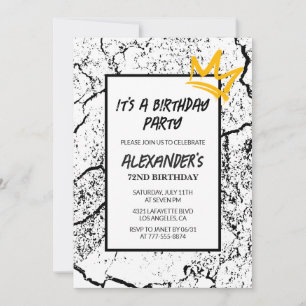 Black White 72e anniversaire invitation Hommes Gra