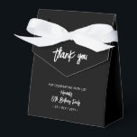 Black & White | 80th Birthday Party Thank you Favor Box<br><div class="desc">Give thanks to your guests with this personalized birthday party favour box. This design features chic brush lettering "Thank you" "Your name's 80th Birthday Party. This custom favour box will add a personal touch to your special celebrations. Matching invitations and party supplies are available at my shop BaraBomDesign.</div>