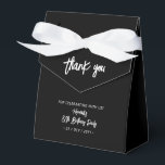 Black & White | 80th Birthday Party Thank you Favor Box<br><div class="desc">Give thanks to your guests with this personalized birthday party favour box. This design features chic brush lettering "Thank you" "Your name's 80th Birthday Party. This custom favour box will add a personal touch to your special celebrations. Matching invitations and party supplies are available at my shop BaraBomDesign.</div>