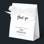 Black & White | 80th Birthday Party Thank you Favor Box<br><div class="desc">Give thanks to your guests with this personalized birthday party favour box. This design features chic brush lettering "Thank you" "Your name's 80th Birthday Party. This custom favour box will add a personal touch to your special celebrations. Matching invitations and party supplies are available at my shop BaraBomDesign.</div>