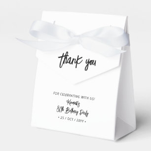Black & White   80th Birthday Party Thank you Favor Box