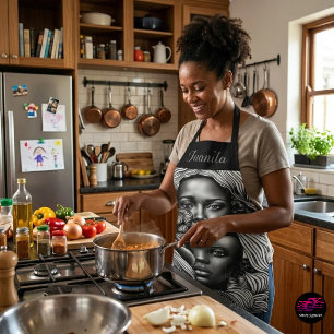 Black & White Abstract African American Women Apron