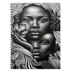 Black & White Abstract African American Women Notebook
