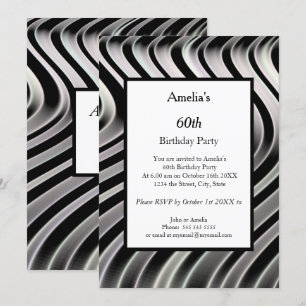  Black White Abstract Birthday Party  Invitation