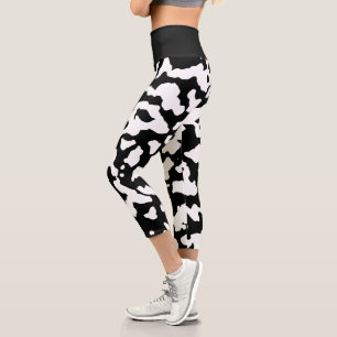 Black White Abstract Capri Leggings