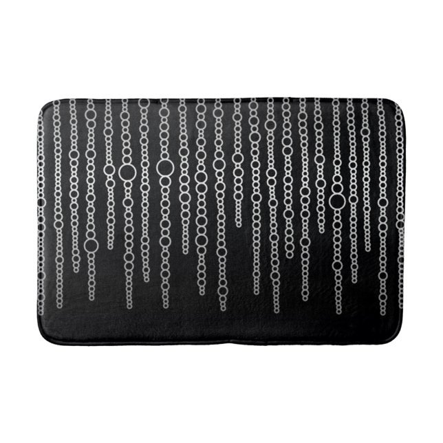 Black & White Abstract Chains Bath Mat (Front)