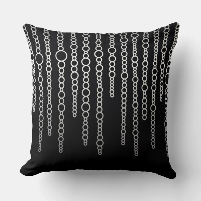 Black & White Abstract Chains Throw Pillow (Front)