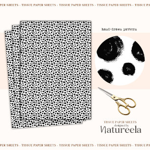 Black White Abstract Circles Collage Tissue Paper