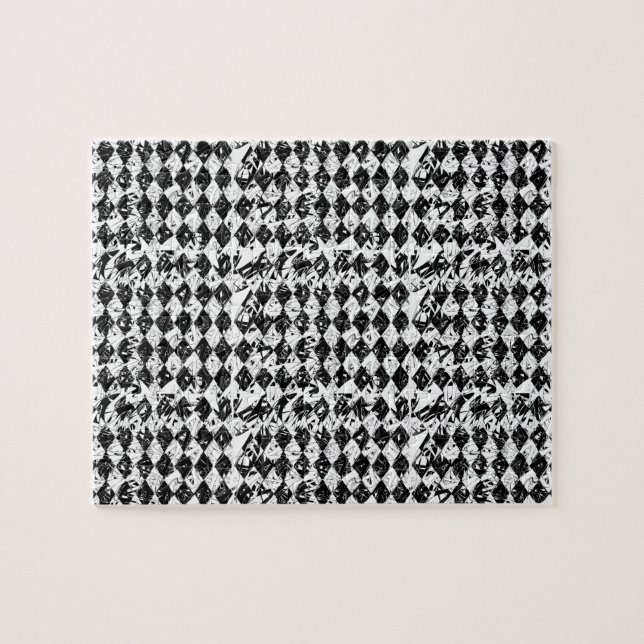 Black & White Abstract Diamonds Jigsaw Puzzle (Horizontal)