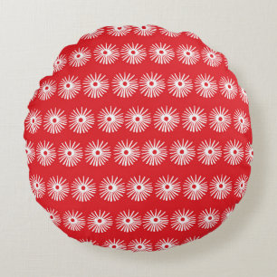 Black white, abstract floral texture. round pillow