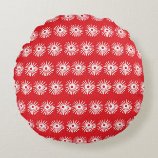 Black white, abstract floral texture. round pillow