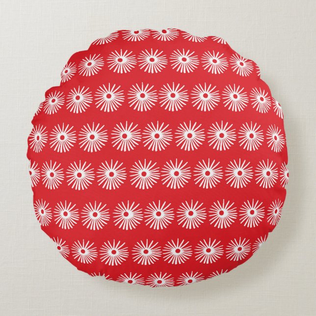 Black white, abstract floral texture. round pillow (Front)