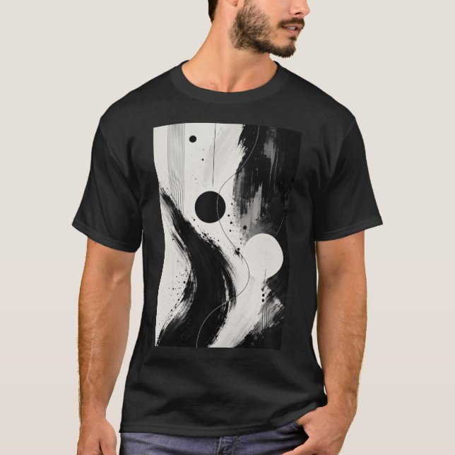 Black & White Abstract Flow T-Shirt (Front)