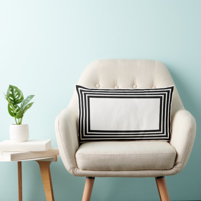 Black & White Abstract Geometrical  Lumbar Pillow (Chair)