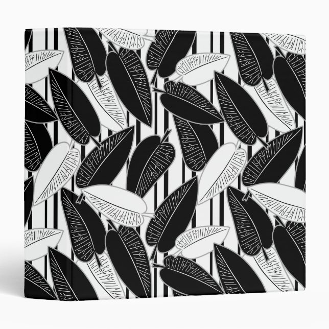 Black white, abstract, leaves binder (Front/Spine)