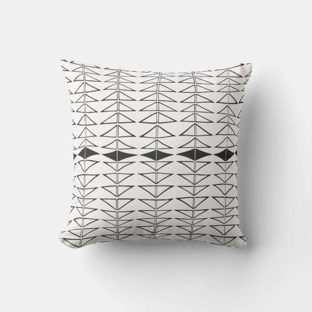 Black White Abstract Lines Shapes Quirky Pattern Throw Pillow (Front)