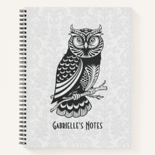 Black & White Abstract Owl Notebook