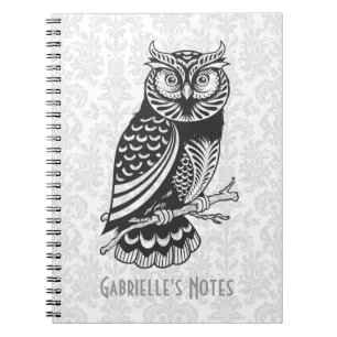 Black & White Abstract Owl Notebook