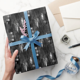 Black & White Abstract Paint  Wrapping Paper
