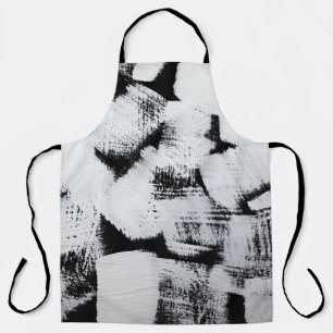 Black white, abstract painted canvas. apron