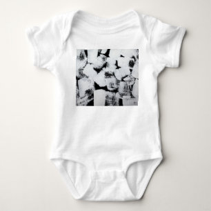 Black white, abstract painted canvas. baby bodysuit
