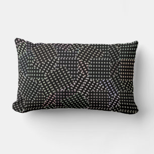 Black White Abstract Patchwork Checks Pattern, Lumbar Pillow