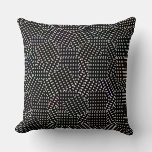 Black White Abstract Patchwork Checks Pattern, Throw Pillow