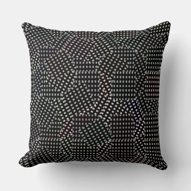 Black White Abstract Patchwork Checks Pattern, Throw Pillow (Front)