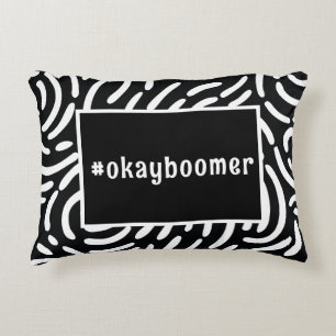 Black White Abstract Pattern Hashtag Dorm Room Accent Pillow
