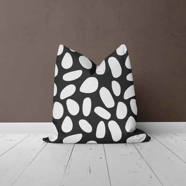 Black White Abstract Pattern Throw Pillow (Creator Uploaded)