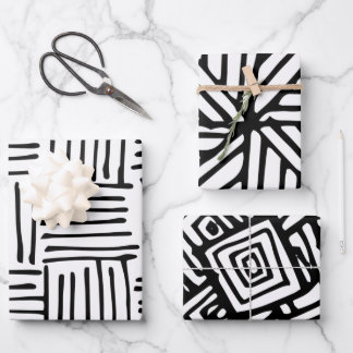 Black & White Abstract Pattern Wrapping Paper Sheet