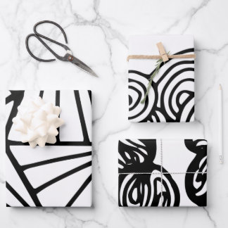 Black & White Abstract Pattern Wrapping Paper Sheet