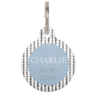 Black & White Abstract Print Personalized Pet Tag