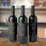 Black white abstract reindeer modern Christmas Wine Label<br><div class="desc">Black background,  and a white abstract one line reindeer.  Personalize and add a name and year. Text: Merry Christmas</div>