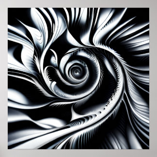 Black & White Abstract Rose Poster